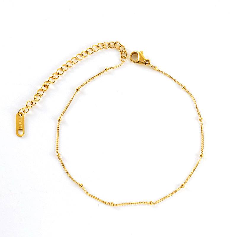 Elegant Stainless Steel Bead Anklet - Geometric Design for Women - Buy Center