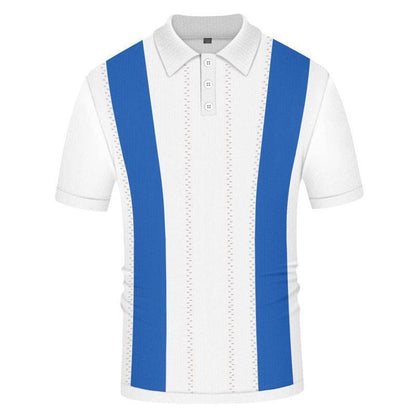 Men's White Striped Slim-fit Sweater - Stylish Tencel Short Sleeves 2025 - Buy Center