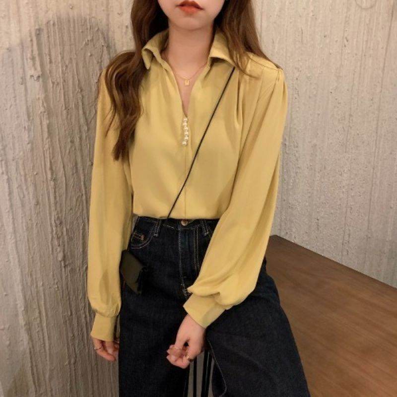 Niche Loose Long Sleeve Top - Versatile Blouse in Stylish Colors - Buy Center