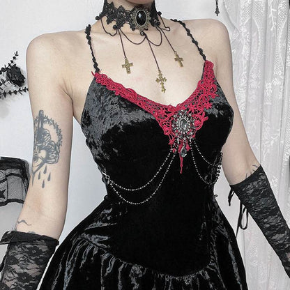 Elegant Velvet Spaghetti Strap Dress for Women - Slim Fit in Black - Buy Center