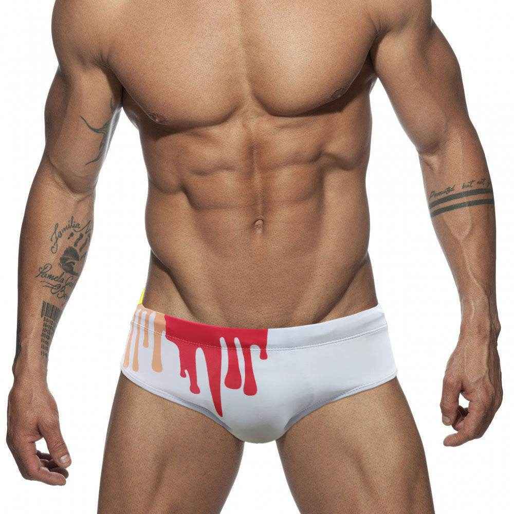 Stylish Men's Swim Briefs - Sexy Color Printed Tape Cup Design