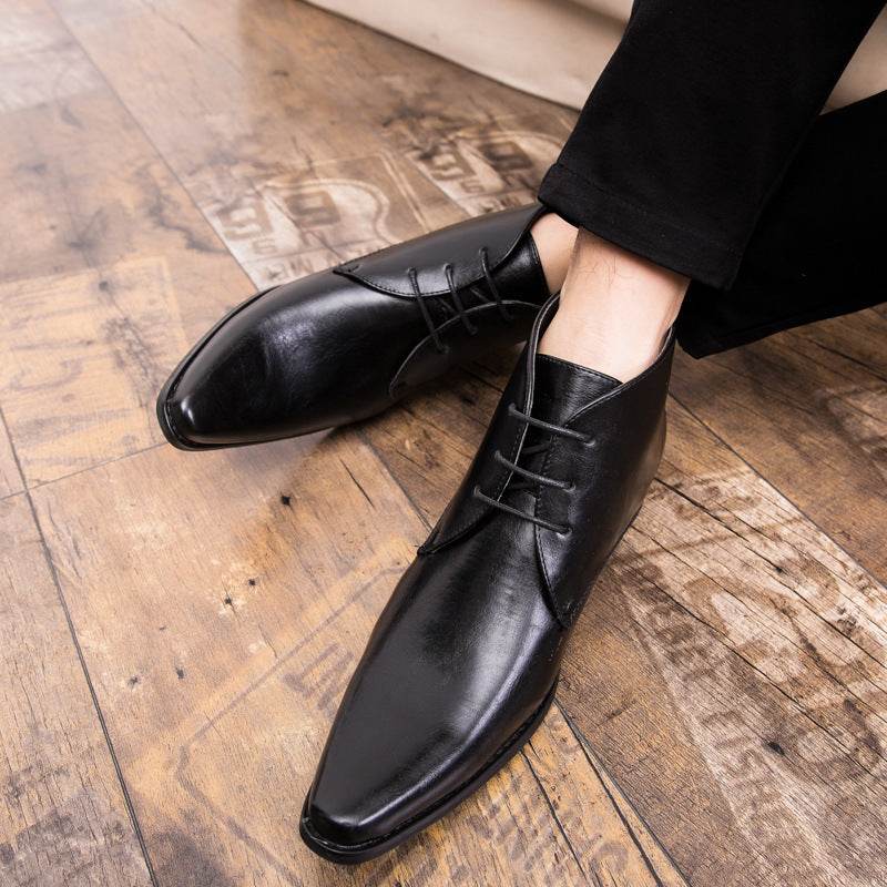 BuyCenter British High-Top Leather Shoes - Pointed Toe, Stylish & Durable - Buy Center