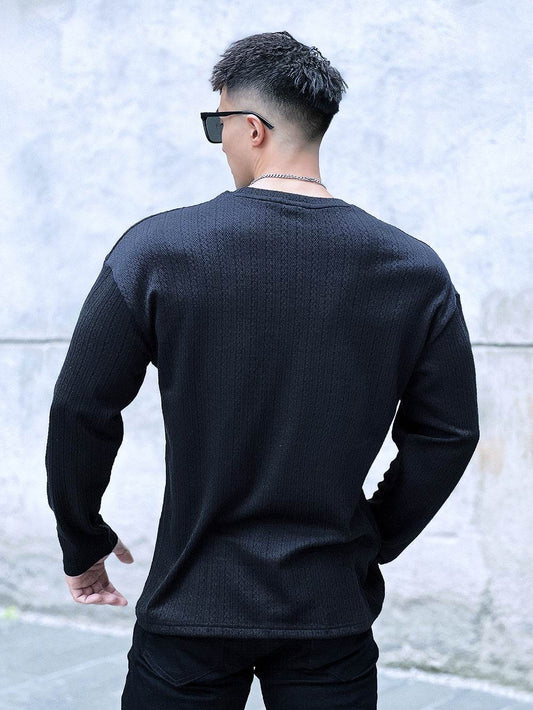 Buycenter Men's Long-Sleeved Sportswear - Striped Cotton Fitness Wear - Buy Center