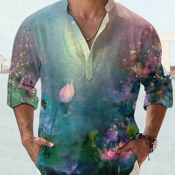3D Digital Printing Polo Shirt for Men - Stylish Long Sleeve Sports Top - Buy Center