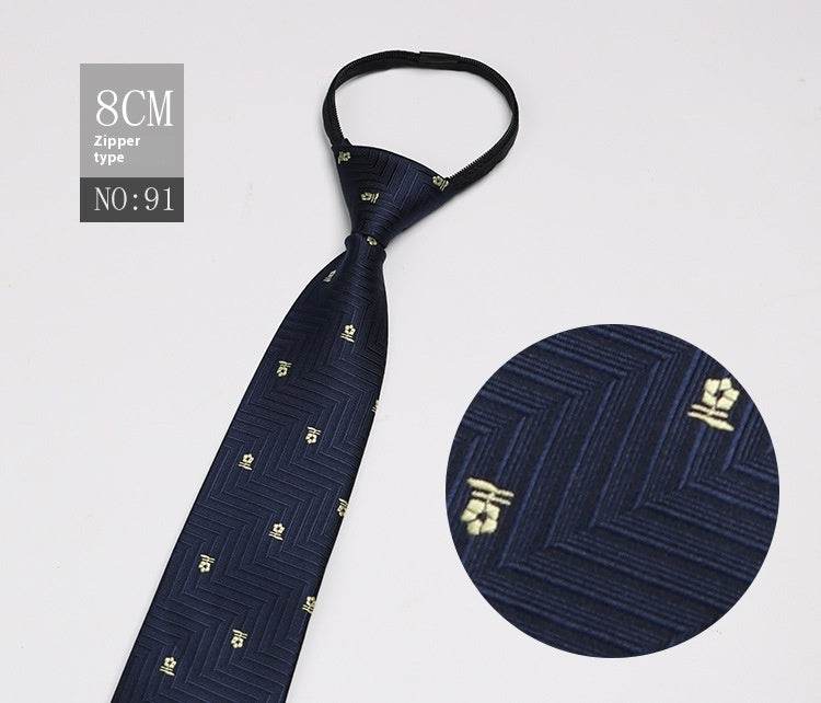 Black Striped Blue Business Tie - Lazy Zip Closure for Easy Wear - Buy Center