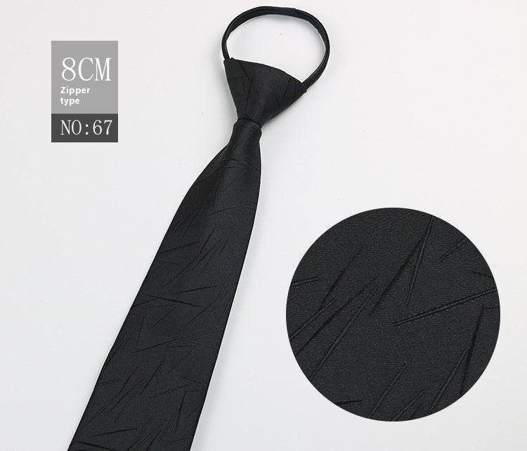Black Striped Blue Business Tie - Lazy Zip Closure for Easy Wear - Buy Center