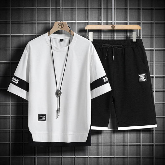 Men's Short Sleeve Waffle Suit - Casual T-Shirt & Shorts Set for Comfort - Buy Center