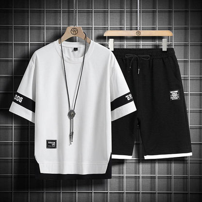 Men's Short Sleeve Waffle Suit - Casual T-Shirt & Shorts Set for Comfort - Buy Center