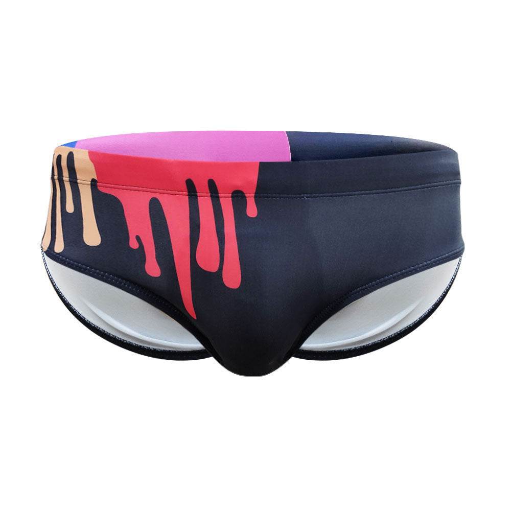 Stylish Men's Swim Briefs - Sexy Color Printed Tape Cup Design - Buy Center