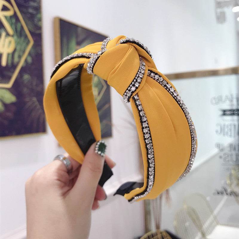 Diamond Studded Knotted Headband - Stylish Wide-Brimmed Hair Accessory - Buy Center