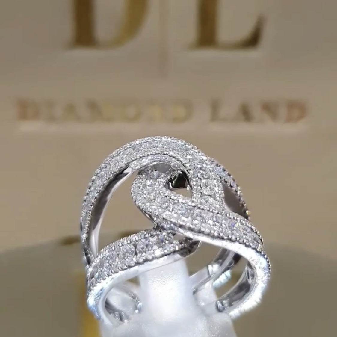 Women's DL Ring - Elegant X-Shaped Gold-Plated Ornament with Gems - Buy Center