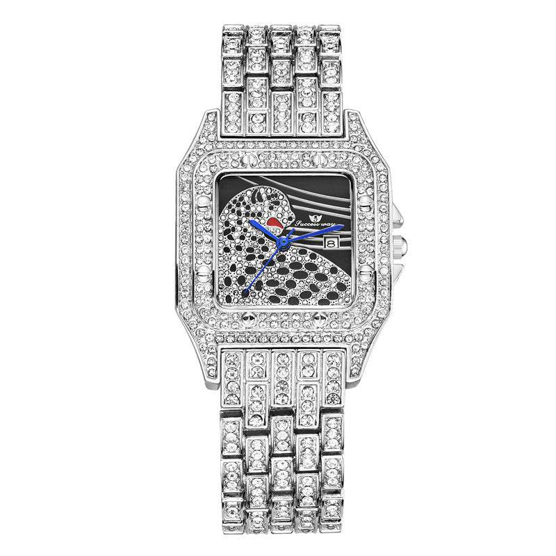 Buy Center Square Leopard Diamond Women's Watch - Waterproof Quartz Style - Buy Center