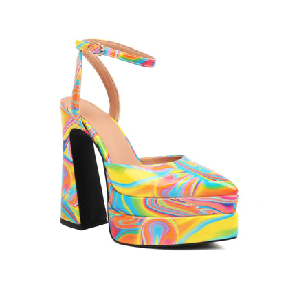 Women's Leopard Print Waterproof Heels - Chic Platform Pumps for 2025 - Buy Center