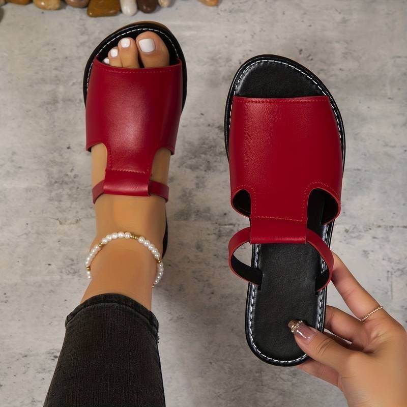 Buycenter Plus Size Women's PU Flat Sandals - Breathable & Quick Drying - Buy Center