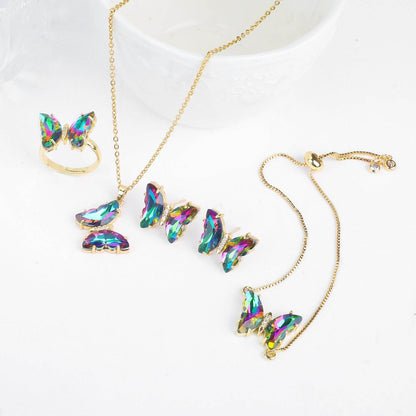 Buycenter Lucky Crystal Butterfly Jewelry Set - Necklace, Earrings & More - Buy Center