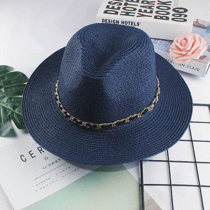 Buycenter Women's Summer Jazz Beach Hat - Stylish Straw Baseball Cap - Buy Center