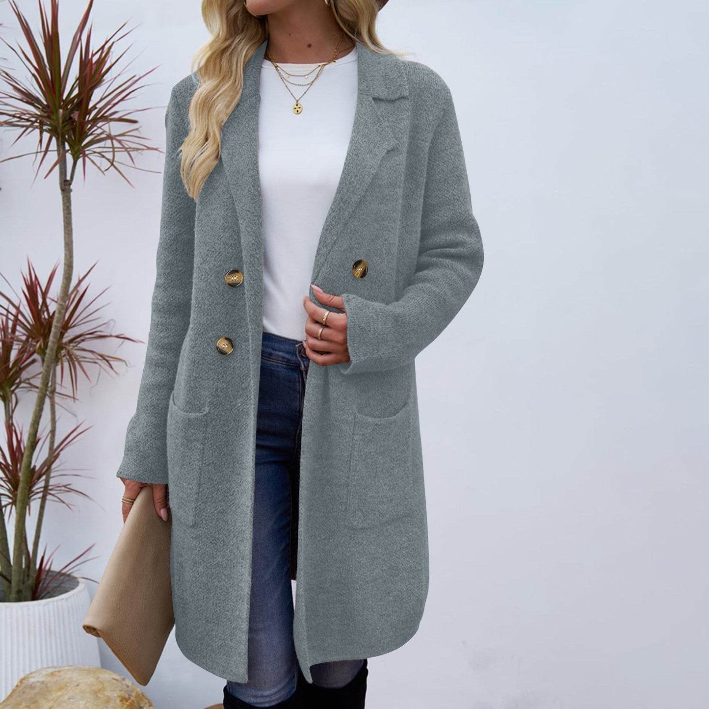 Buycenter Women's Mid-Length Woolen Coat Jacket - All-Match Fashionable Style - Buy Center