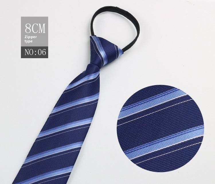 Black Striped Blue Business Tie - Lazy Zip Closure for Easy Wear - Buy Center
