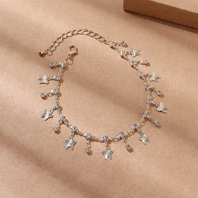 Butterfly Tassel Anklet & Colorful Oil Necklace - Bohemian Gold Accessories - Buy Center