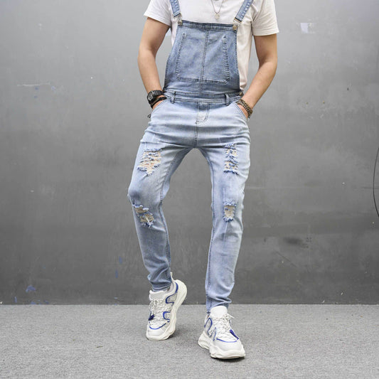 Buycenter Men's Slim Ripped Skinny Trousers - Stylish Denim for Spring & Autumn - Buy Center