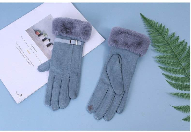 Women's Outdoor Cycling Gloves - Touch Screen, Fleece & Stylish Suede - Buy Center