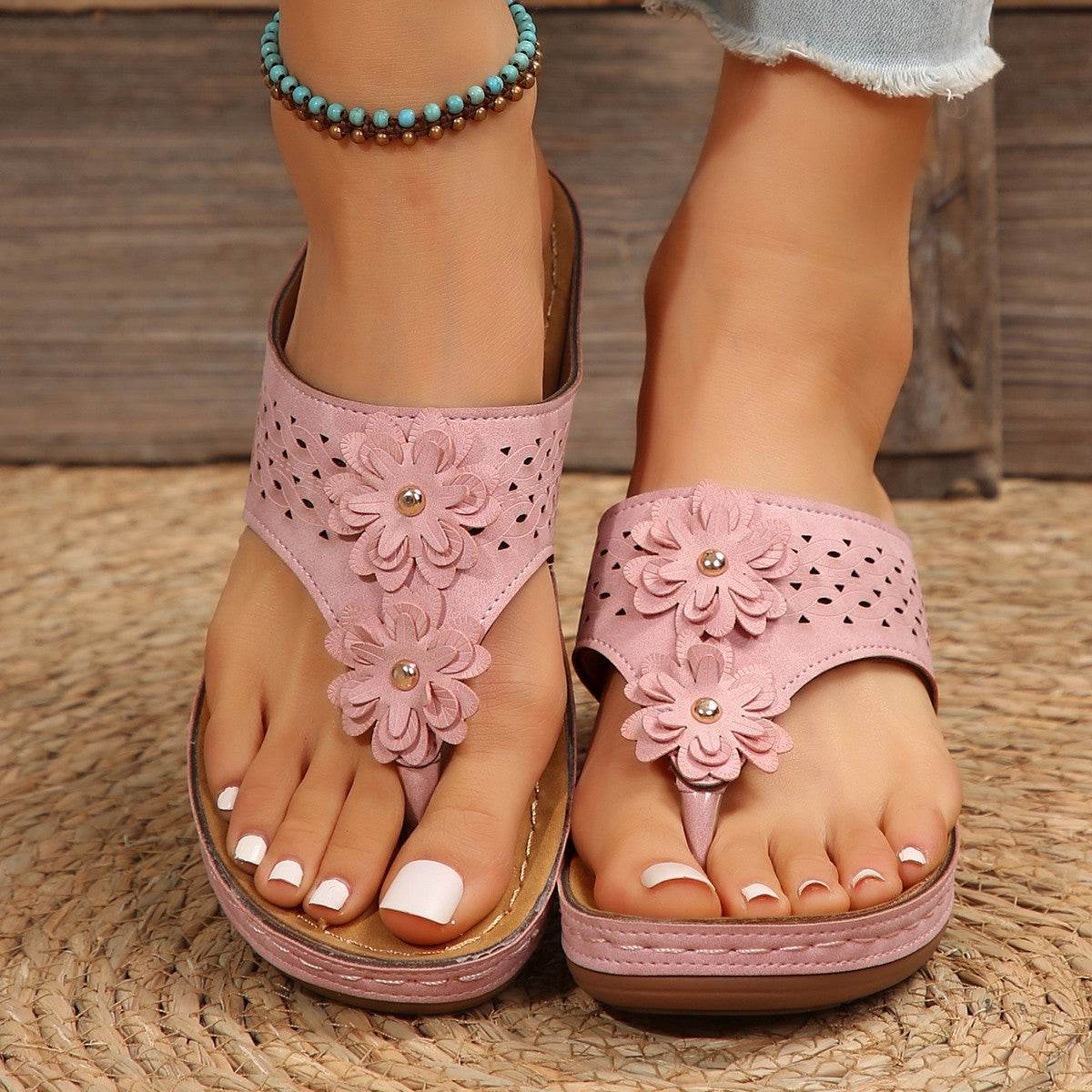 Buycenter Casual Wedge Flip-Flops - Stylish Beach Shoes for Women - Buy Center