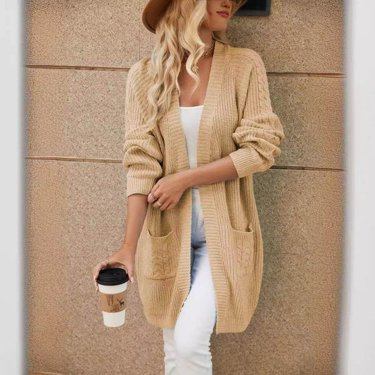 Buycenter Women's Long Knitted Cardigan - Loose Stitching, Multiple Colors - Buy Center