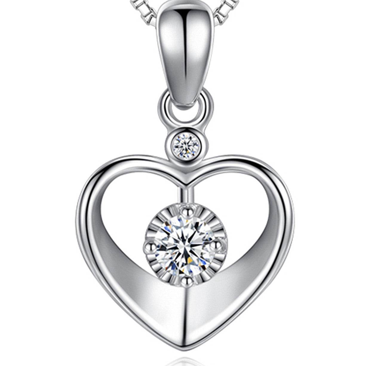 Buy Center Heart Pendant Necklace - Elegant Couple Clavicle Chain - Buy Center