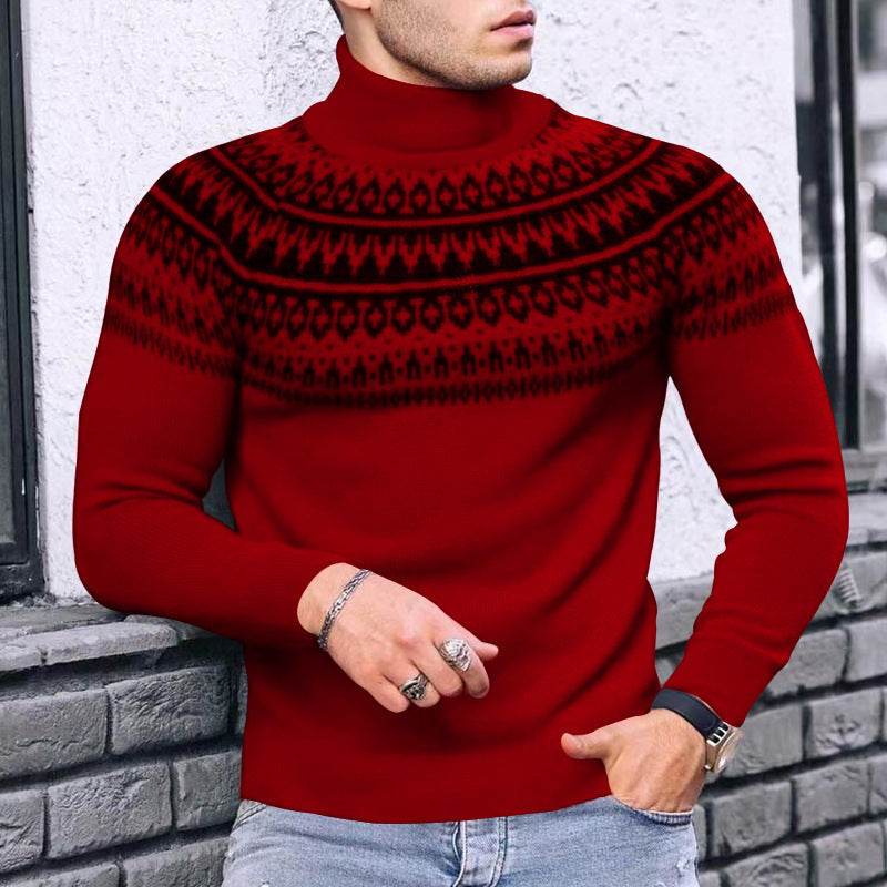 Buycenter Vintage Patchwork Turtleneck - Slim Fit Long Sleeve Top - Buy Center