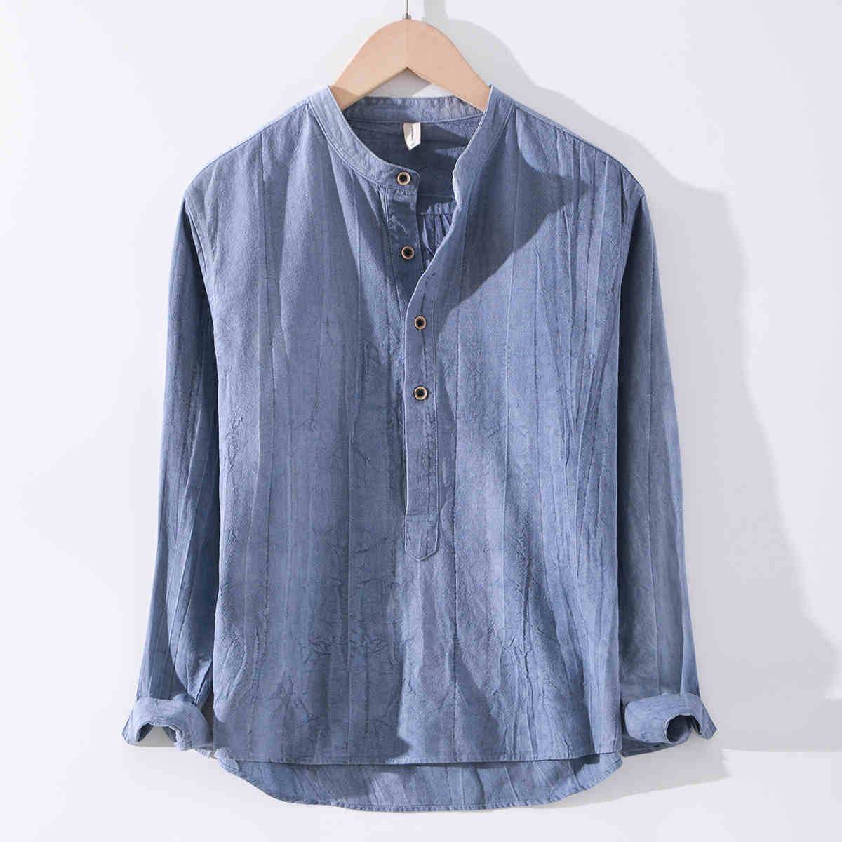 Buycenter Long Sleeved Linen Shirt - Retro Stand Up Collar Style 2025 - Buy Center