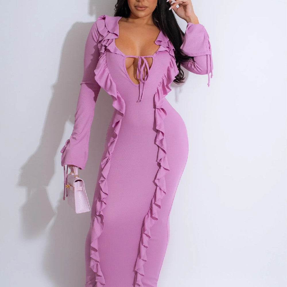 Elegant Violet Bridesmaid Dress - Pure Color Tie Stringy Selvedge Style - Buy Center