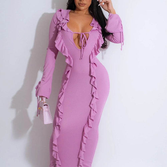 Elegant Violet Bridesmaid Dress - Pure Color Tie Stringy Selvedge Style - Buy Center