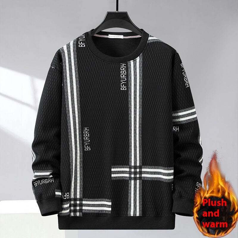 Men's Striped Fleece-Lined Sweater - Cozy Fit for Winter Style 2025 - Buy Center