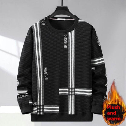 Men's Striped Fleece-Lined Sweater - Cozy Fit for Winter Style 2025 - Buy Center