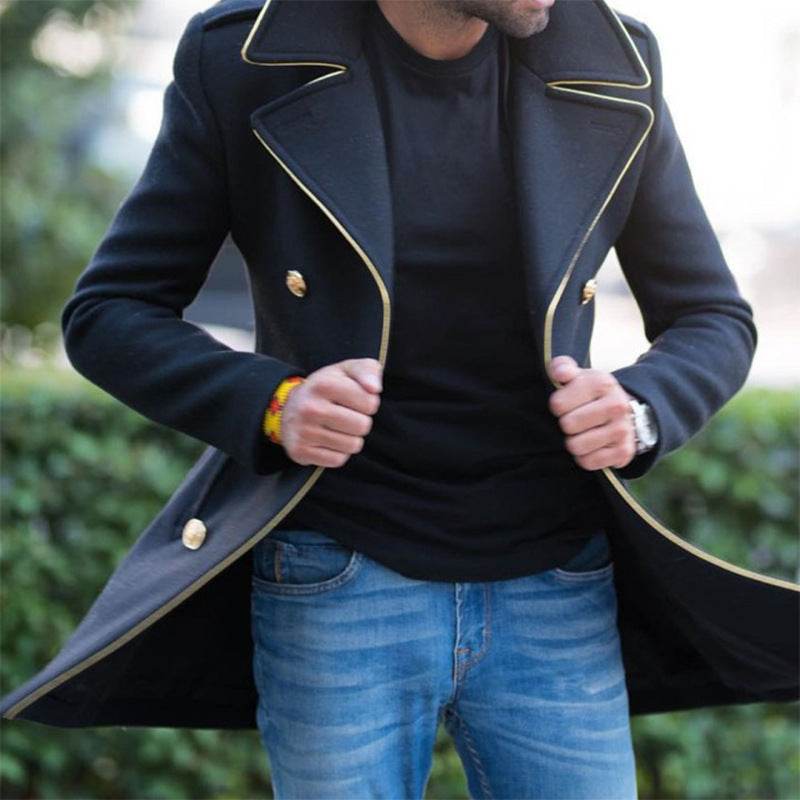 Buycenter Men's Double Breasted Trench Coat - Stylish European & American Design - Buy Center