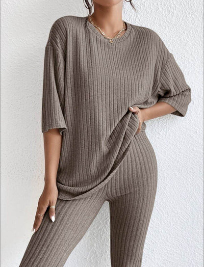 Buycenter Women's Loose Casual Trousers - Solid Color Homewear Set - Buy Center