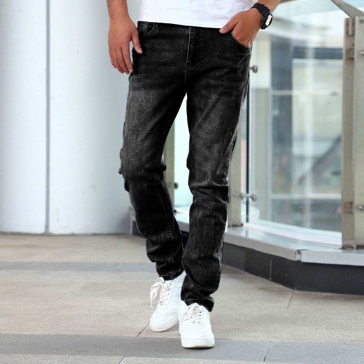 Buycenter Men's Gray Stretch Skinny Jeans - Korean Style Trousers - Buy Center