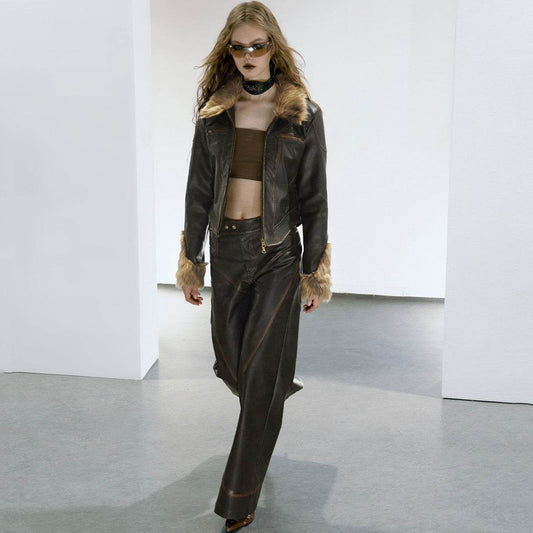 Women's Retro Fur Collar Jacket - Cozy Slim Fit for Winter 2025 - Buy Center