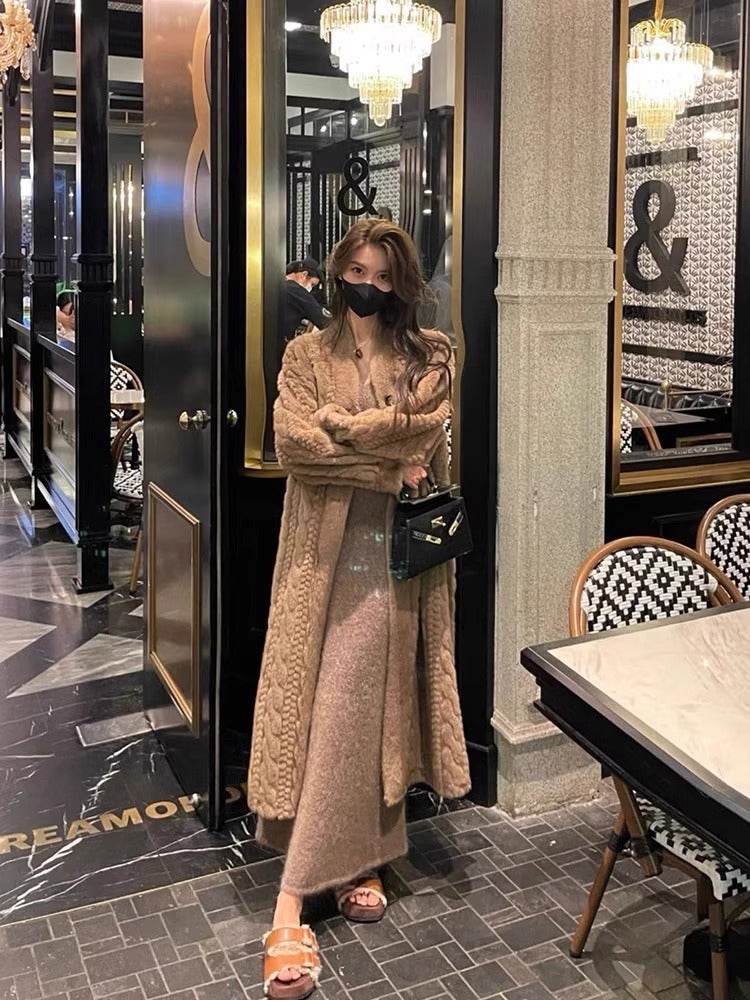 Buycenter Elegant Twist Mink Coat - Faux Fur for Women in Cream & Brown - Buy Center