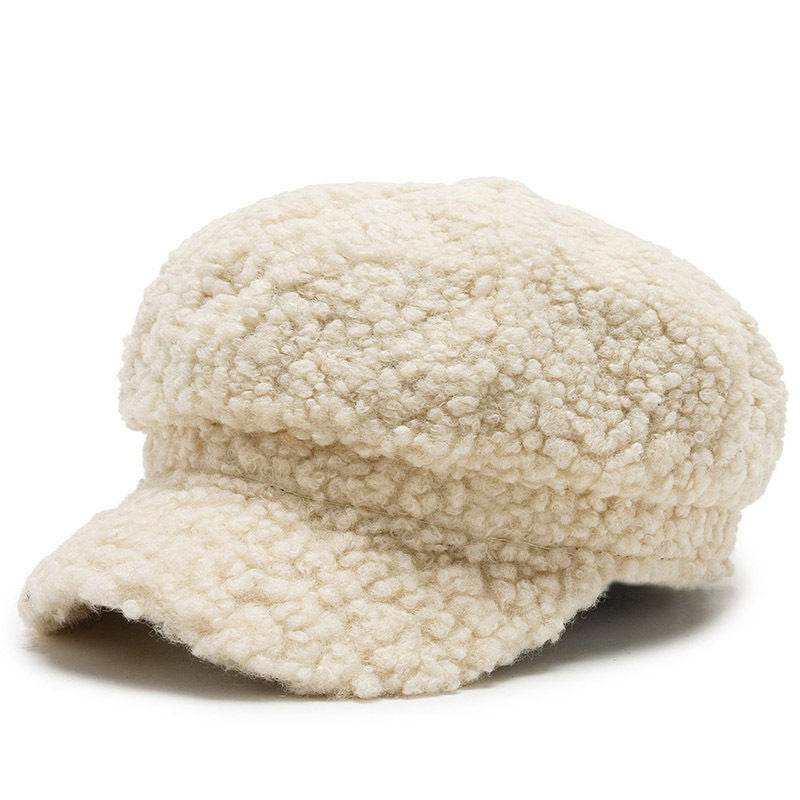 Cashmere Leather Brim Octagonal Hat - Elegant Tapered Style for Women - Buy Center