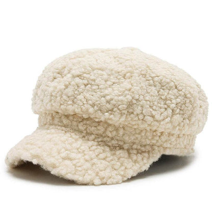 Cashmere Leather Brim Octagonal Hat - Elegant Tapered Style for Women - Buy Center