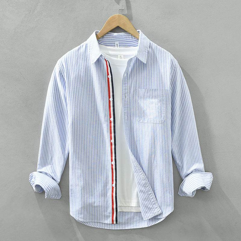 Autumn Japanese Striped Long Sleeve Shirt - Casual & Stylish Cotton Wear - Buy Center