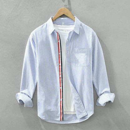 Autumn Japanese Striped Long Sleeve Shirt - Casual & Stylish Cotton Wear - Buy Center