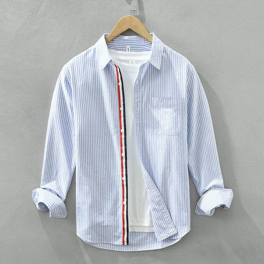 Autumn Japanese Striped Long Sleeve Shirt - Casual & Stylish Cotton Wear - Buy Center