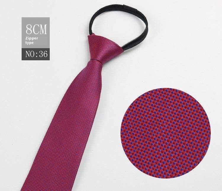 Black Striped Blue Business Tie - Lazy Zip Closure for Easy Wear - Buy Center