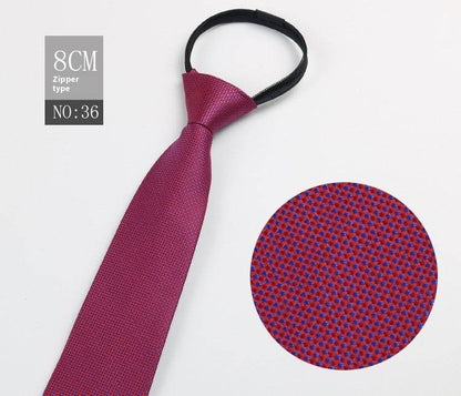 Black Striped Blue Business Tie - Lazy Zip Closure for Easy Wear - Buy Center