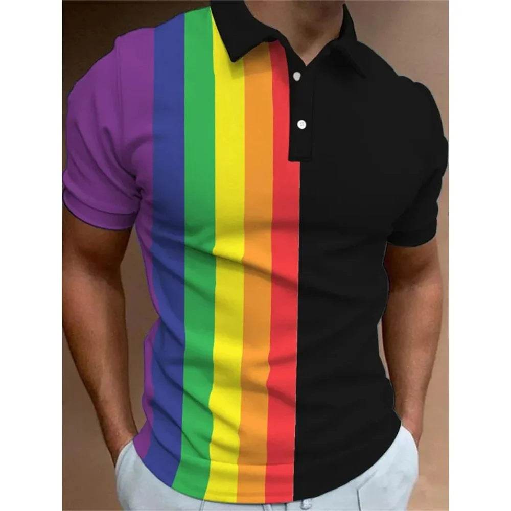 Men's 3D Rainbow Printing Casual T-Shirt - Summer Style & Ultimate Comfort - Buy Center