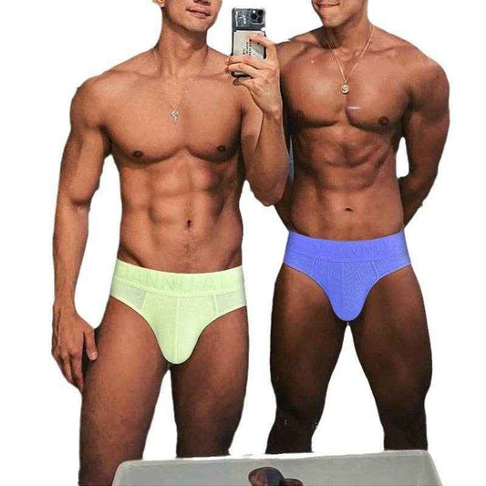 Men's Sexy Breathable Briefs - Stylish Cotton with Embossed Pattern