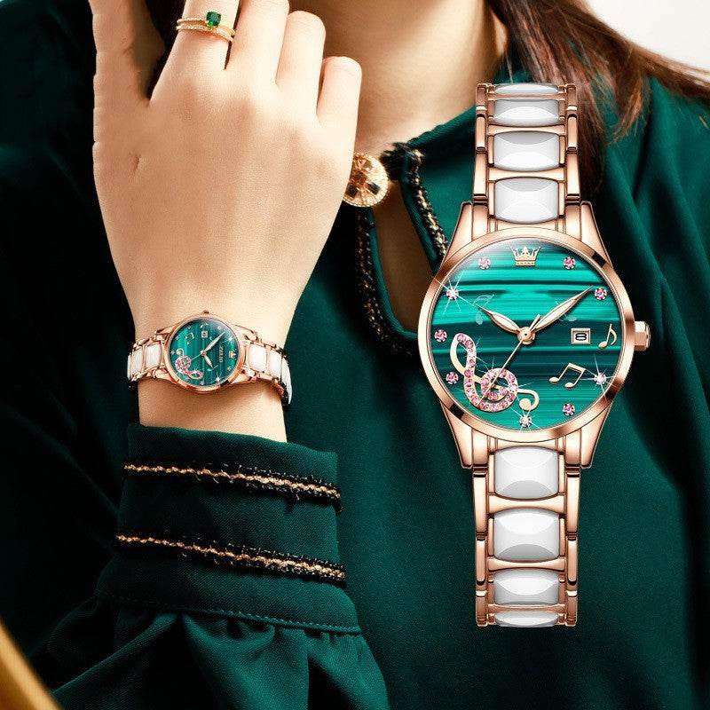 Buycenter Women's Quartz Watch - Diamond Inlaid, 30M Waterproof Design - Buy Center