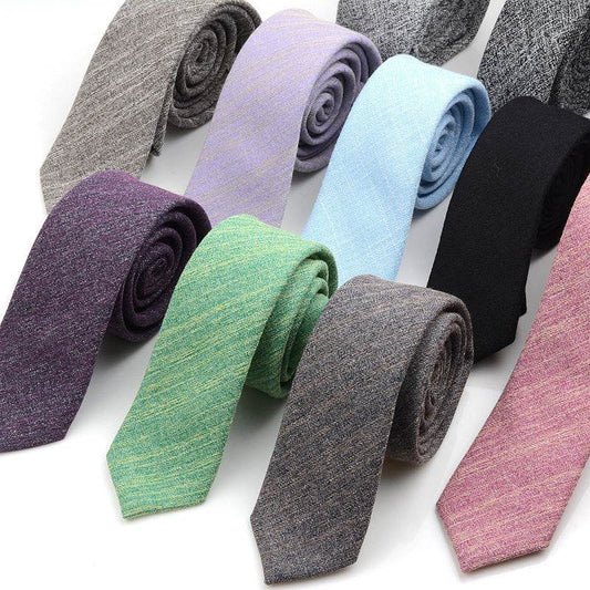Casual Cotton and Linen Men's Narrow Tie - Stylish 6cm for Any Occasion - Buy Center